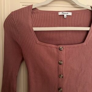 Madewell Rosseau Square-Neck Cardigan Top